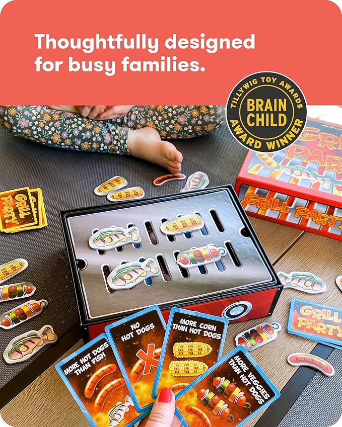 SimplyFun Grill Party - A BBQ Algebra Game for 3rd Grade Math - Engaging and Educational Math Games for Kids Ages 8-12 - 2 to 5 Players - Ages 8 & Up