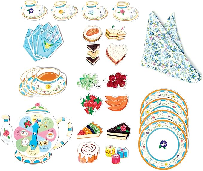 eeBoo: Tea Party Spinner Game, Develops Patience and Social Skills for Children, 2 to 4 Players, 15 to 30 Minute Play Time, for Ages 3 and up