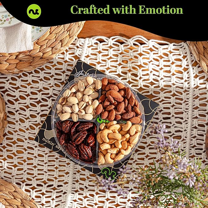 NUT CRAVINGS - Mixed Nuts Gift Basket in Black Gold Box (4 Assortments) Food Arrangement, Healthy Snack Care Package, Kosher