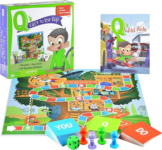 Q’s Race to The Top Educational Board Game with Book: Social Skills, Manners, and Better Behavior!