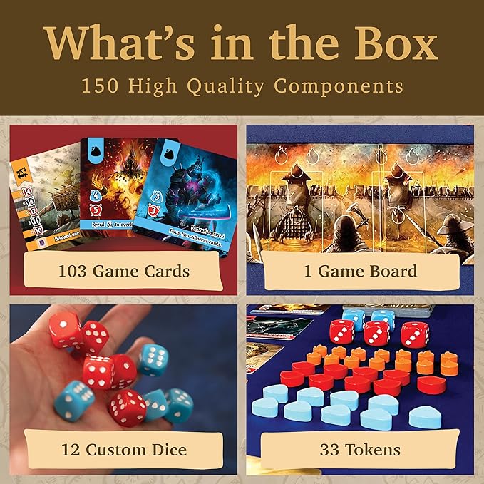 Siege of Valeria Board Game - Tower Defense Solo Board Game with Dice Rolling and Combo Cards. Single Player Fun with Fast Paced Gameplay