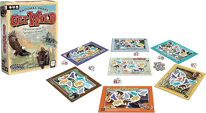 USAOPOLY National Parks Get Wild | Quick-Rolling Dice Game Featuring Iconic National Park Locations | Great Kids Game & Family Board Game
