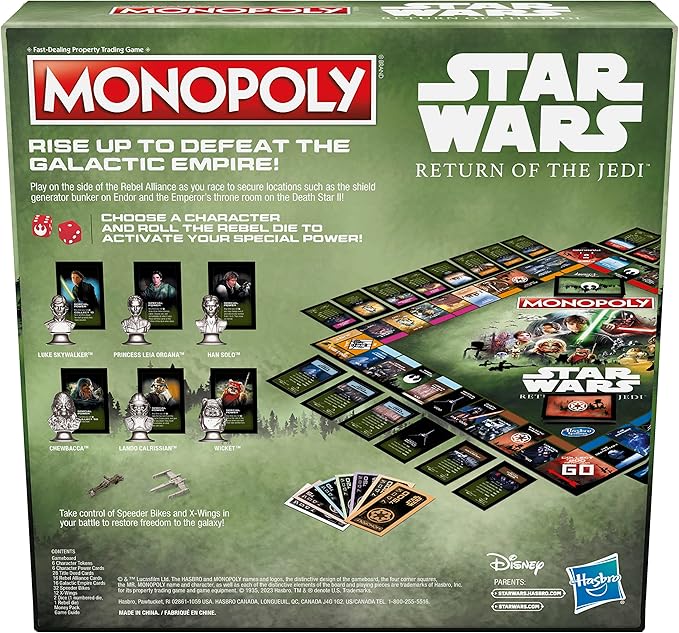 Hasbro Gaming Monopoly: Star Wars Return of The Jedi Board Game for 2-6 Players, Inspired by Return of The Jedi Movie, Game for Families and Kids Ages 8+ (Amazon Exclusive)