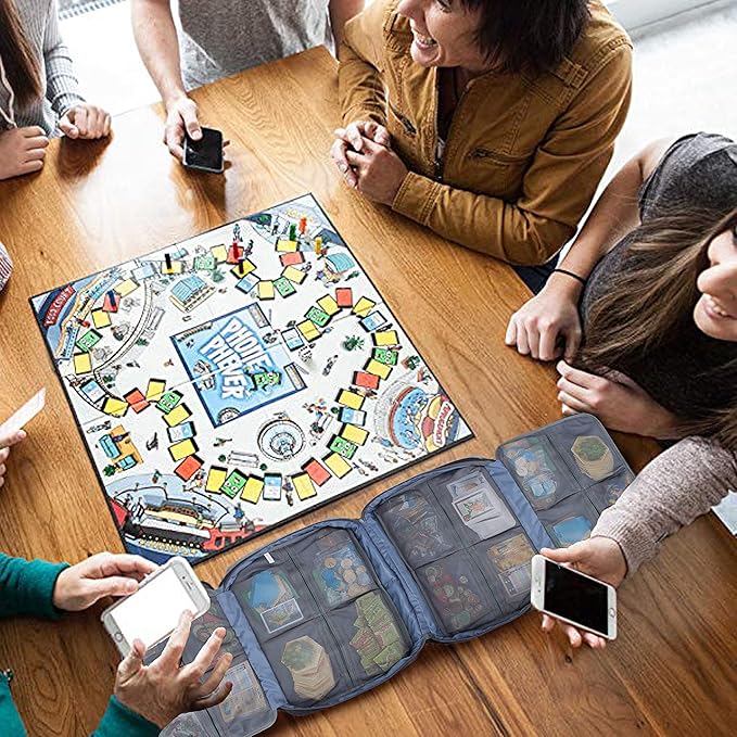 KISLANE Board Game Carrying Case with 18 Pockets for Board Games, Pieces, Tokens, Cards and More, Expandable Board Game Storage Solution for Travel, Party, Gathering