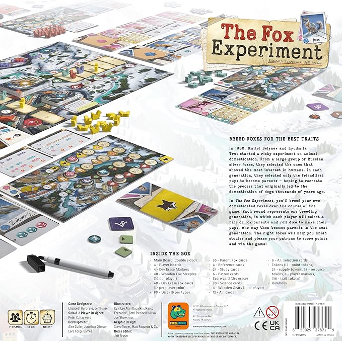 The Fox Experiment Board Game - Breed and Evolve Your Foxes! Strategy Game, Fun Family Game for Kids and Adults, Ages 10+, 1-4 Players, 60 Minute Playtime, Made by Pandasaurus Games