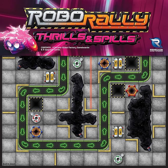 Renegade Game Studios: Robo Rally - Thrills & Spills Expansion - Strategy Programmed Movement Board Game, Racetrack, New Grids, Ages 12+, 2-6 Players