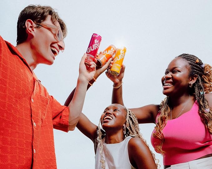 GURU PUNCH Organic Energy Drinks Variety Pack, Clean Energy Drink with Plant Based Natural Caffeine from Green Tea + Focus w/L-Theanine, Gluten Free, 140mg Caffeine, Healthy Drinks, 12oz (Pack of 12)