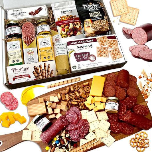 Deluxe Meat and Cheese Gift Basket – Gourmet Charcuterie Assortment & Snack Bundle