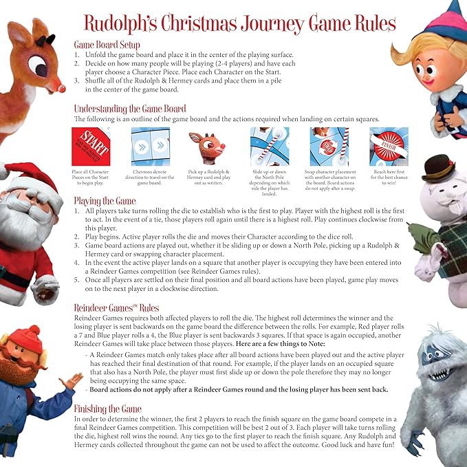 AQUARIUS Rudolph The Red-Nosed Reindeer Board Game - Fun Family Christmas Gift for Kids & Adults - Officially Licensed Rudolph Merchandise & Collectibles
