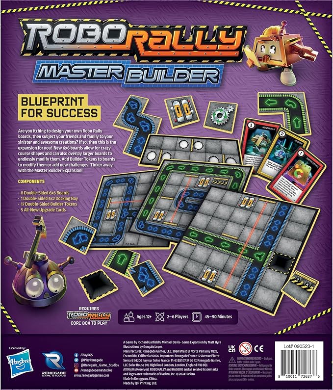 Renegade Game Studios: Robo Rally - Master Builder Expansion - Strategy Programmed Movement Board Game, New Grids, Ages 12+, 2-6 Players, 45-90 Min
