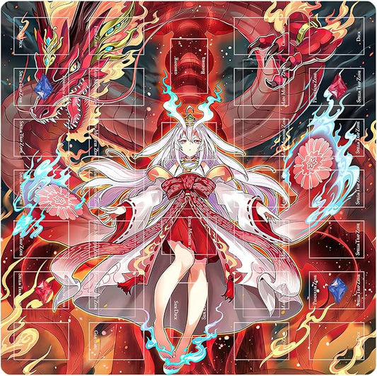 Card Rubber Mat - 2 Player, Square playmat for Gamer 60x60cm/23.6x23.6inch