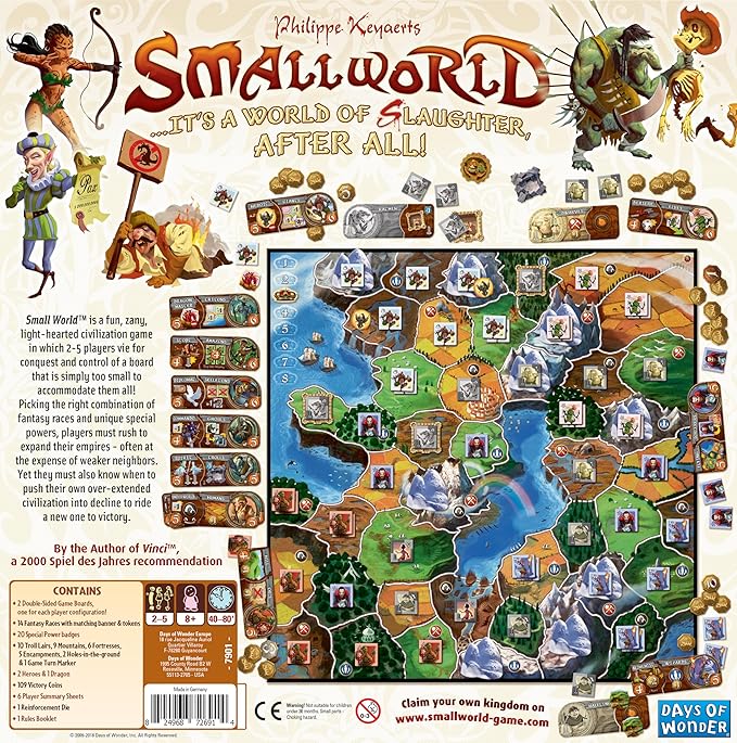 Small World Board Game - Fantasy Area Control & Strategy Game with Magical Creatures, Special Powers! Family Game for Kids & Adults, Ages 8+, 2-5 Players, 40-80 Min Playtime, Made by Days of Wonder