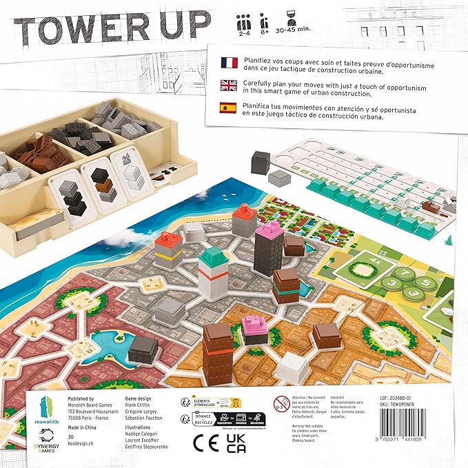 Monolith Board Games: Tower Up - City Building Board Game, Competitive Strategy, Urban Construction Plannning, Family, Ages 8+, 2-4 Players, 30 Min