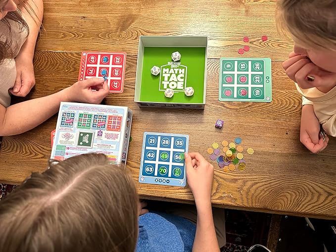 PlaySmart Dice Math-Tac-Toe Math Game: Get Sharp on Mental Math with a Fun New Twist on a Timeless Classic! Multiple Skill-leveled Math Bingo Made Fun for 8 and up!