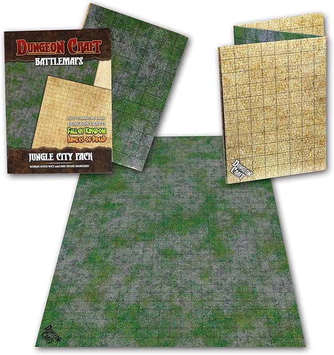 DUNGEON CRAFT Jungle City Pack – Waterproof Glossy 33x24 in Map for DND & RPG – Compatible with Fallen Kingdom and Jungles of Dread