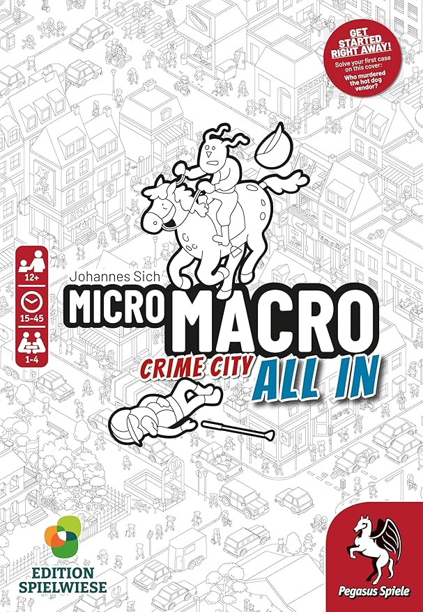 MicroMacro: Crime City 3: All in – Board Game by Pegasus Spiele - 1-4 Players – Board Games for Family – 15-45 Minutes of Gameplay – Games for Game Night – Teens and Adults Ages 14+ - English Version