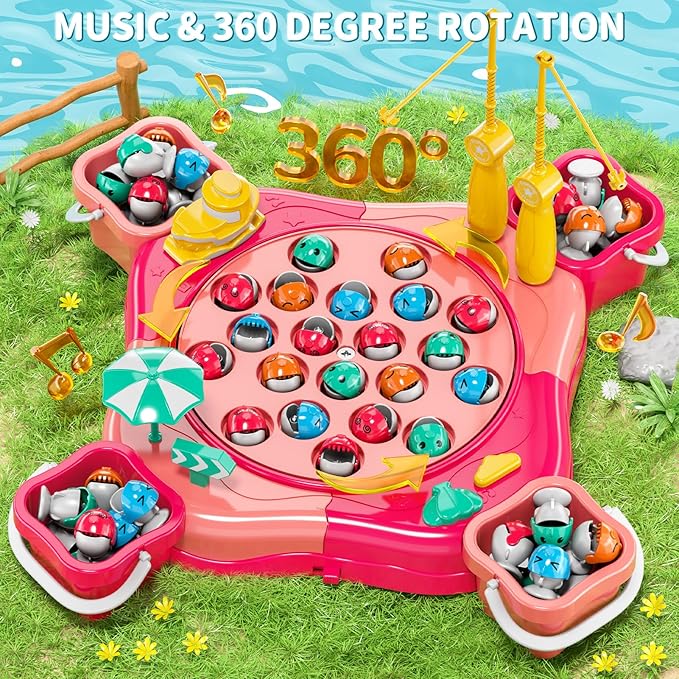 Magnetic Fishing Game for Kids Toddlers 3-5, 70 pcs Fishing Toys for Kids Toddlers 3-5, Fishing Table Toys Board Game Birthday Gifts for 3 4 5 6 7 8 Years Old Kids Toddlers