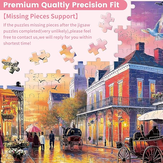 500 Pieces Carriage Puzzles for Adults, Evening Street Puzzle for Adults Children Seniors, Retro Style Puzzle 500 Pieces, Gift for Birthday, Home Decor, Fun for Family Entertainment(20.5 * 15 in)