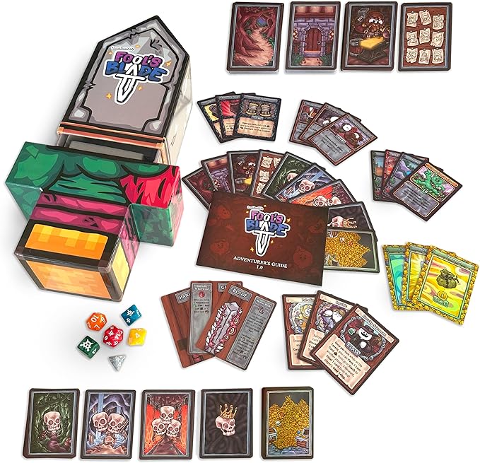 Fool’s Blade First Edition in Collectible Jumbo Sword Box - A Sword Crafting, Monster Slaying, Loot Grabbing, Backstabbing Card Game for Teens & Adults - 2-4 Players - Ages 13 and Up - 263 Cards