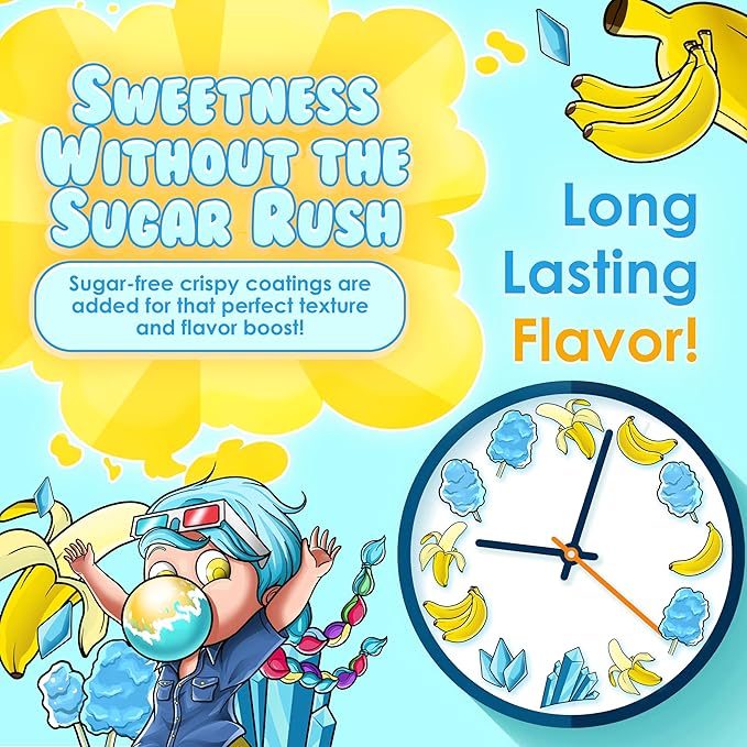 Bubblegum Kids Sugar Free Gum - For Kids and Adults - Vegan Friendly - Retro, Parent Approved Bubble Gum with Burst of Sweet Flavor - Hannah's Frozen Banana (Banana 3-Pack)