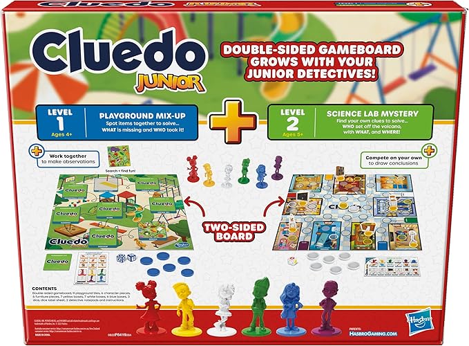 Clue Junior Game - 2-Sided Gameboard, 2 Games in 1, Mystery for Younger Kids, Board Games