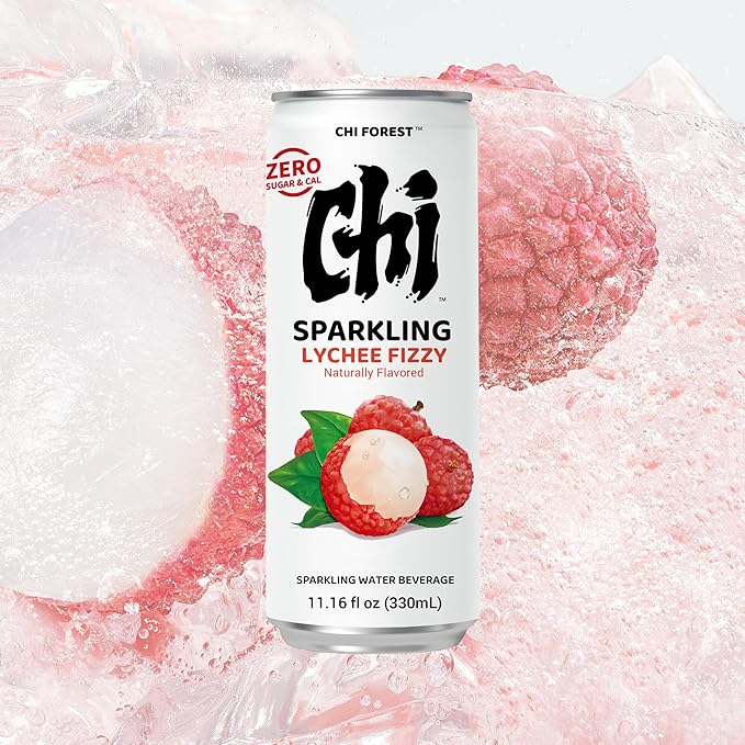 CHI FOREST Sparkling Water Beverage, Lychee & Orange drinks, Zero Sugar or Artificial Flavor, 11.16 fl oz Cans (Pack of 12)