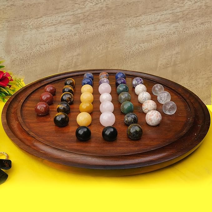 Rosewood Solitaire Board Game Set with 36 Natural Marbles - Authentic Handmade Solitaire Boards | for Adults on Any Occasion (16 inches)