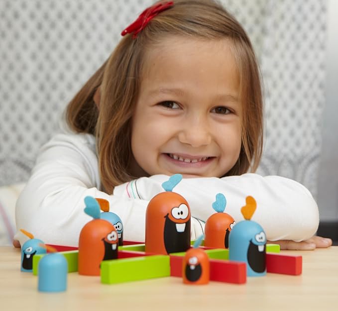 Gobblet Gobblers (Wood), Tic Tac Toe Strategy Board Game, Award Winning Kids and Family Friendly Educational Board Game, 2 Players, Ages 5+, by Blue Orange Games- The Original Game!