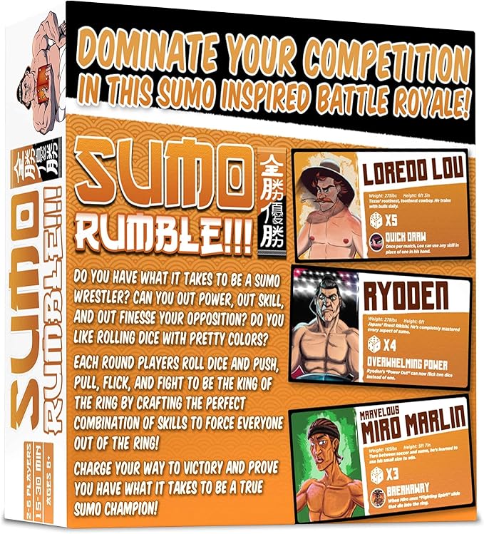 Sumo Rumble: Exciting Dice Game for Families | Simple & Fun Japanese Sumo Wrestling | Action-Packed Board Game | Great for Kids, Teens, and Adults | Perfect for Game Nights