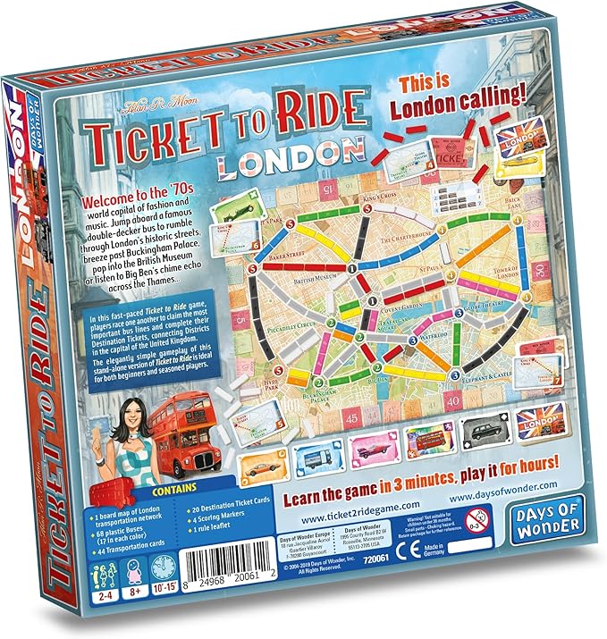 Ticket to Ride London Board Game - Train Route-Building Strategy Game, Fun Family Game for Kids & Adults, Ages 8+, 2-4 Players, 10-15 Minute Playtime, Made by Days of Wonder