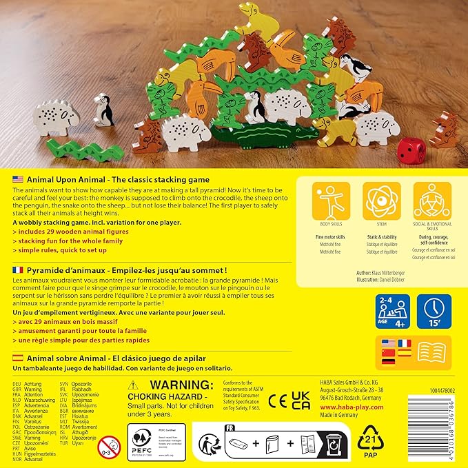 HABA Animal Upon Animal - Classic Wooden Stacking Game Fun for The Whole Family (Made in Germany)