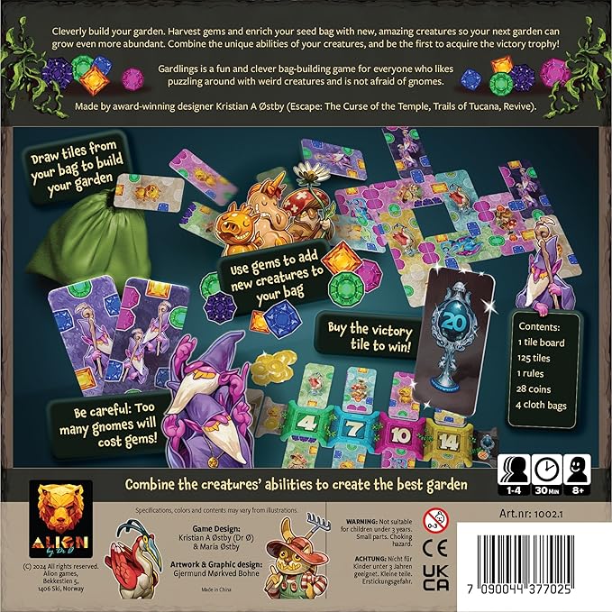 Gardlings Board Game - Whimsical Garden-Building Strategy Game with Tile Placement & Resource Management, Fun for Family, Kids & Adults, Ages 8+, 1-4 Players, 30 Min Playtime, Made by Surfin' Meeple