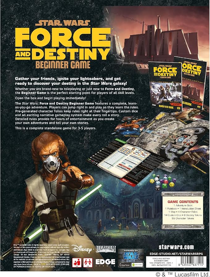 EDGE Studio Star Wars - Force and Destiny: Beginner Game Ignite Your Lightsabers and Discover Your Force Destiny! Sci-Fi Roleplaying Game, Ages 10+, 3-5 Players, 1 Hour Playtime, Made