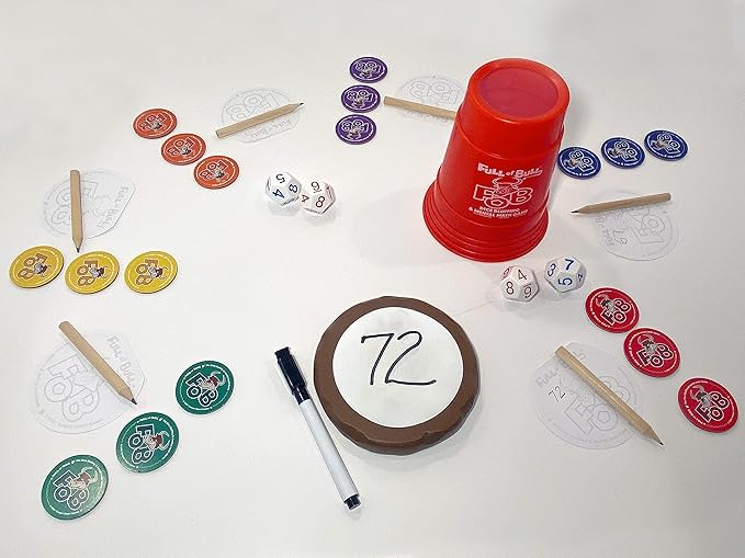 Full of Bull! Hilariously Fun Dice Bluffing & Mental Math Game to Help Master STEM Multiplication & Addition Skills, algebraic Thinking, Social IQ, Persuasion & intuitive Reasoning.