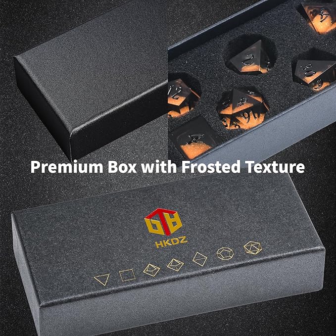 DND Dice Set - Handcrafted Liquid Core Sharp Edge 7-Die Resin Dice with Colorful Quicksand Effect，for DND, RPG, MTG, Tabletop Games（BLBZE BEHR Soul）