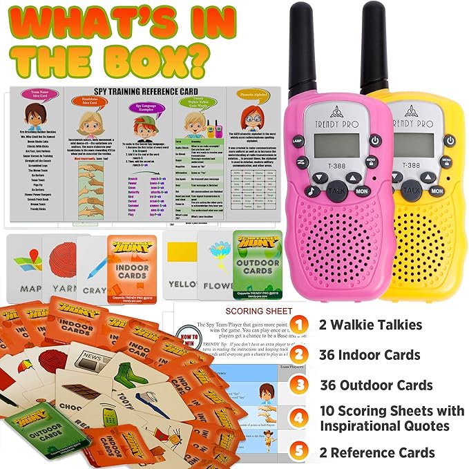 Scavenger Hunt Game for Kids - Walkie Talkies Games Outdoor Active Play Camping Games for Kids Families Treasure Hunt Spy Kit Fun Rainy day PA Activities Board Game for Girls Boys Teens 8-12+