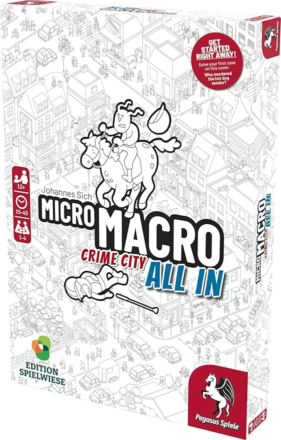 MicroMacro: Crime City 3: All in – Board Game by Pegasus Spiele - 1-4 Players – Board Games for Family – 15-45 Minutes of Gameplay – Games for Game Night – Teens and Adults Ages 14+ - English Version