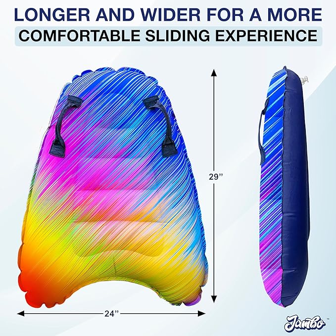 JAMBO Inflatable Surf Body Board with Handles, Boogie Board for Beach, Surfing Swimming Floating Surfboard Boards, Pool Floats Pool Beach Toy for Kids (Tie Dye and Color Spiked Double Pack) - 2 Pack