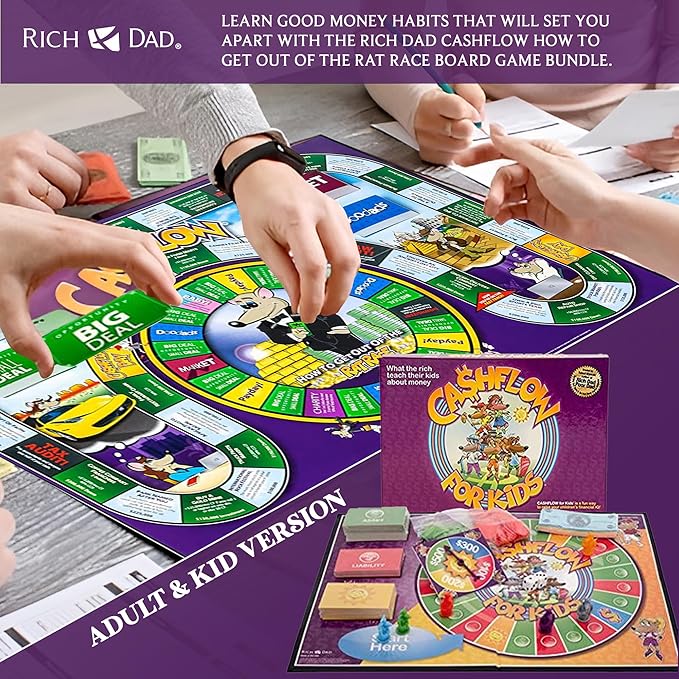 Rich Dad CASHFLOW How to Get Out of The Rat Race Strategic Investing Educational Board Game for Family Financial Literacy, Adult and Kid Version