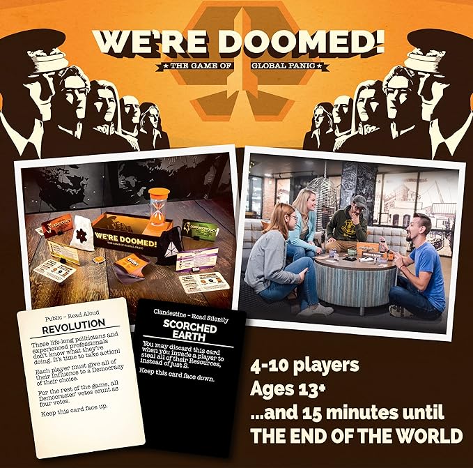 We're Doomed! - Apocalypse Survival Board Game - Cooperative Strategy for 4-10 Players - 15-Minute Race to Escape - Ideal for Competitive Game Nights & Group Gatherings