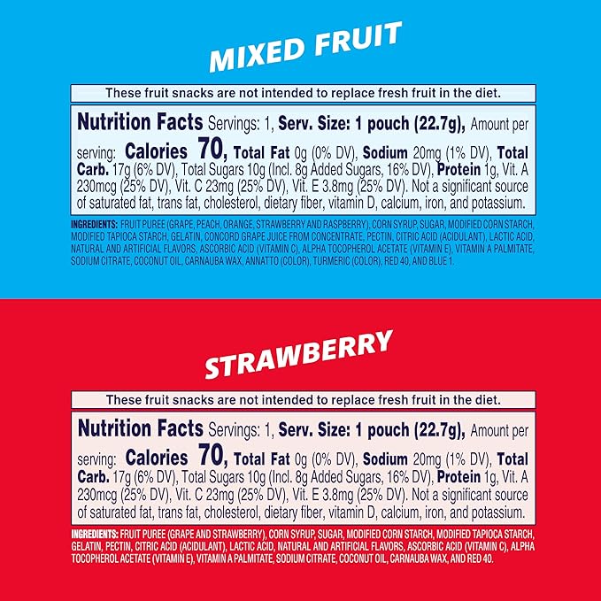 Welch's Fruit Snacks, Mixed Fruit & Strawberry Snack Box, Gluten Free, 0.8oz Snack Packs (Pack of 60)