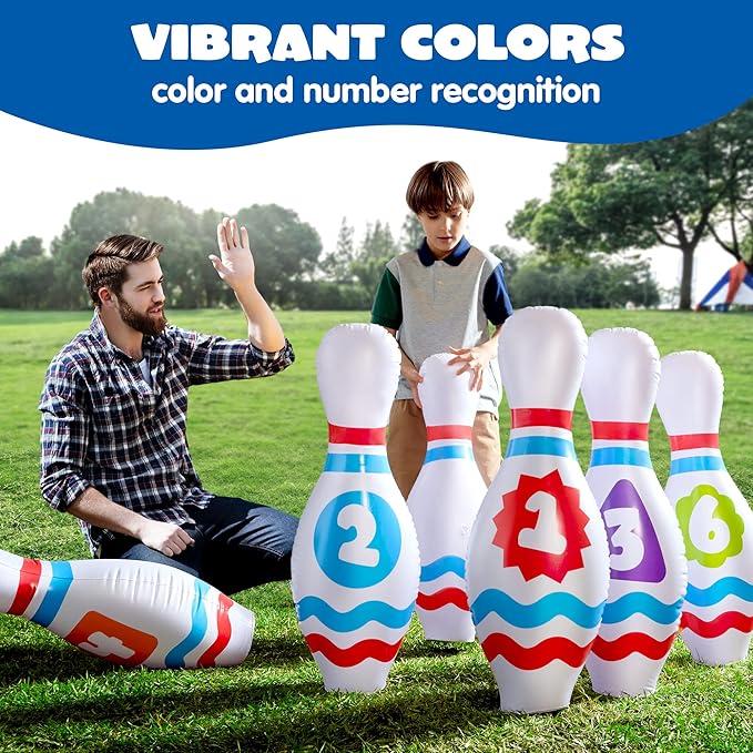 JOYIN Giant Inflatable Bowling Set for Kids and Adults, Christmas Birthday Party Games, Kids Education Motor Skills Toys