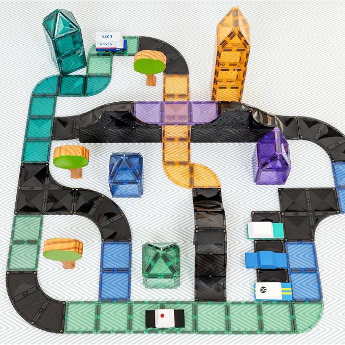 Connetix Magnetic Tiles Roads Ramps & Intersections Pack, 16 Pieces