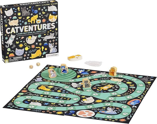 Petit Collage Catventures Board Game for Kids – Fun Cat Board Game for 2-4 Players, Made from Recycled Materials and Vegetable-Based Inks – Makes a Great Gift for Cat Lovers