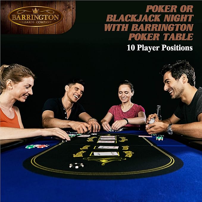 Barrington Poker Multiple Styles Folding Poker Table & Poker Table Top/Dining Table Collection, Durable Padded Rail Tables with Felt Playing Surface, Perfect for Texas Holdem Games