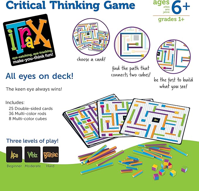 Learning Resources iTrax Critical Thinking Game - 69 Pieces, Ages 6+ Brainteaser Games for Kids, Develops Critical Thinking Skills, Board Games
