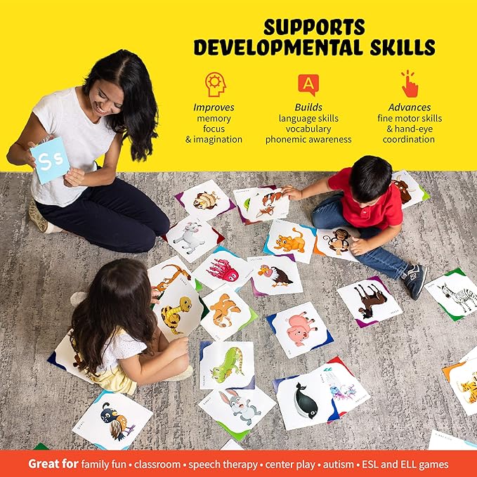 SPARK INNOVATIONS Animals Matching Cards Floor Game, Learn Abc's with Animals Matching Game, Childrens Memory Game, Animal Games, Toddler Learning Toy