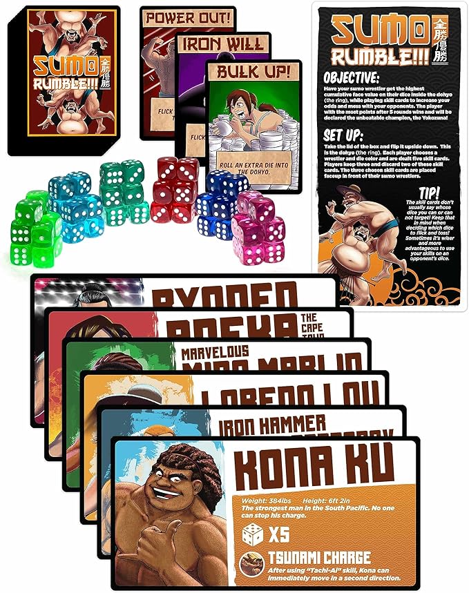 Sumo Rumble: Exciting Dice Game for Families | Simple & Fun Japanese Sumo Wrestling | Action-Packed Board Game | Great for Kids, Teens, and Adults | Perfect for Game Nights