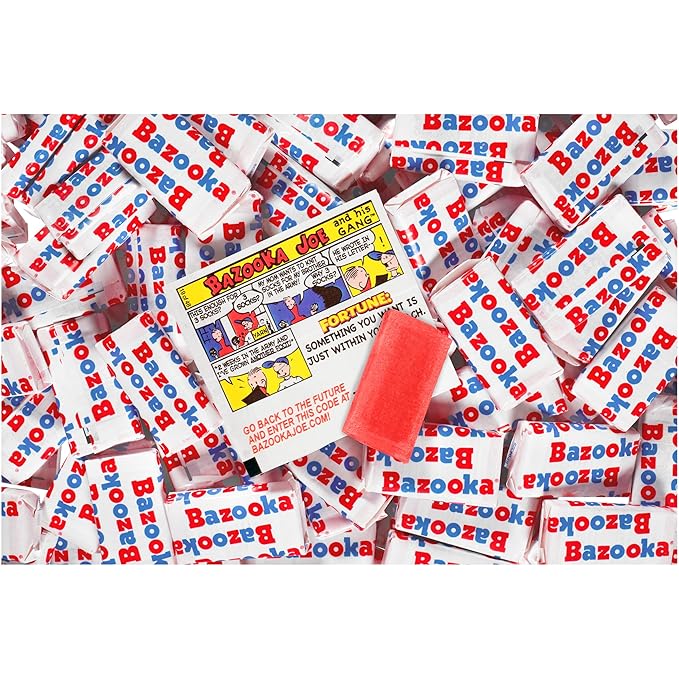 Bazooka Bubble Gum Bulk, 225 Count Tub of Chewing Gum Individually Wrapped, Old Fashioned 90's Candy for Baseball, Party Favors, Goodie Bags