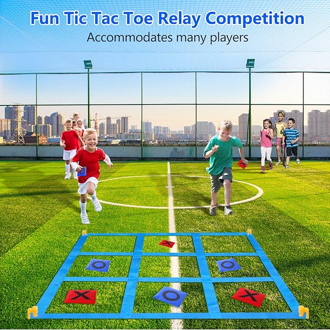 CWLAKON Outdoor Giant Tic Tac Toe Bean Bag Toss Games for Kids Adults Family, Large Outside Lawn Yard Backyard Carnival Field Day Game, Beach Picnic Camping Birthday Party Family Reunion Games